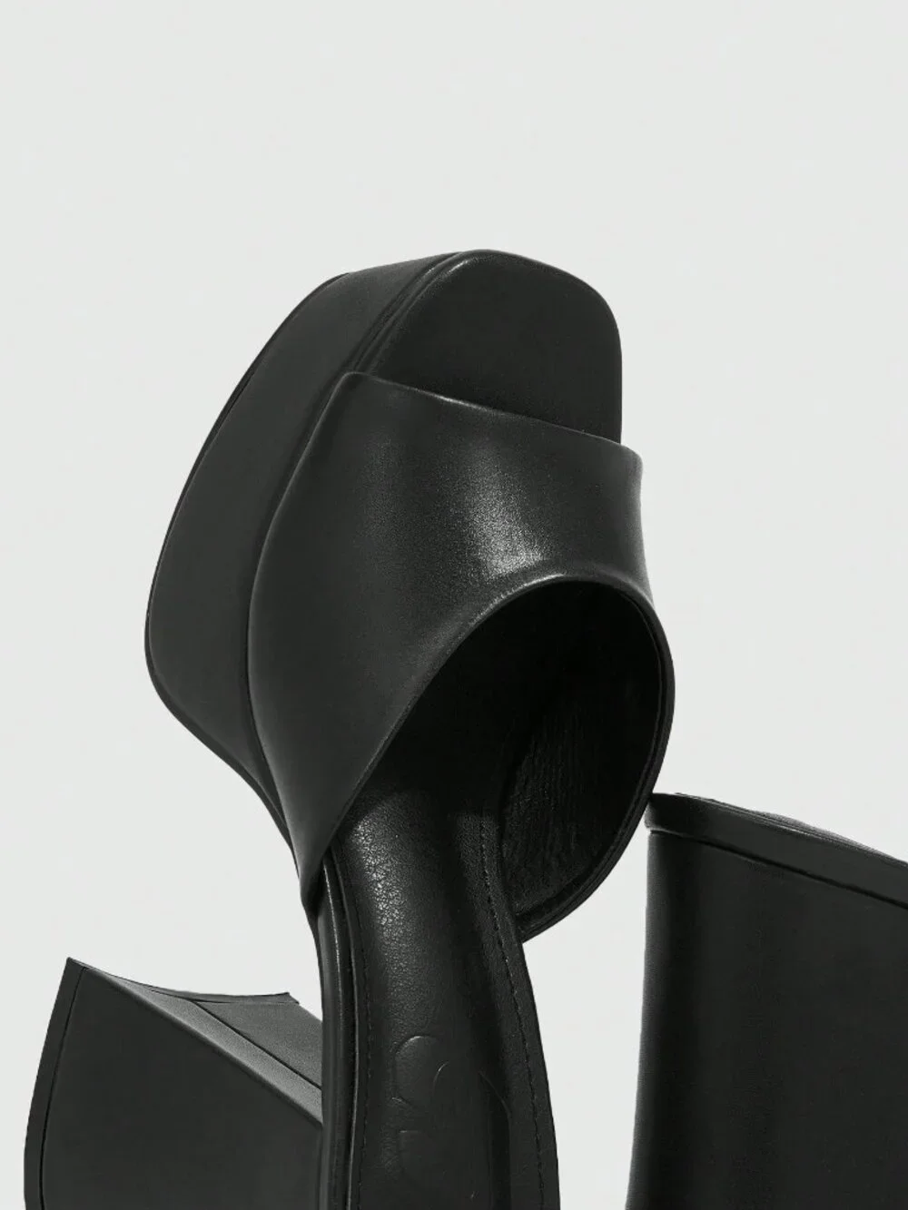 Black Sexy Women's Minimalist Platform Chunky Heeled Mule Sandals